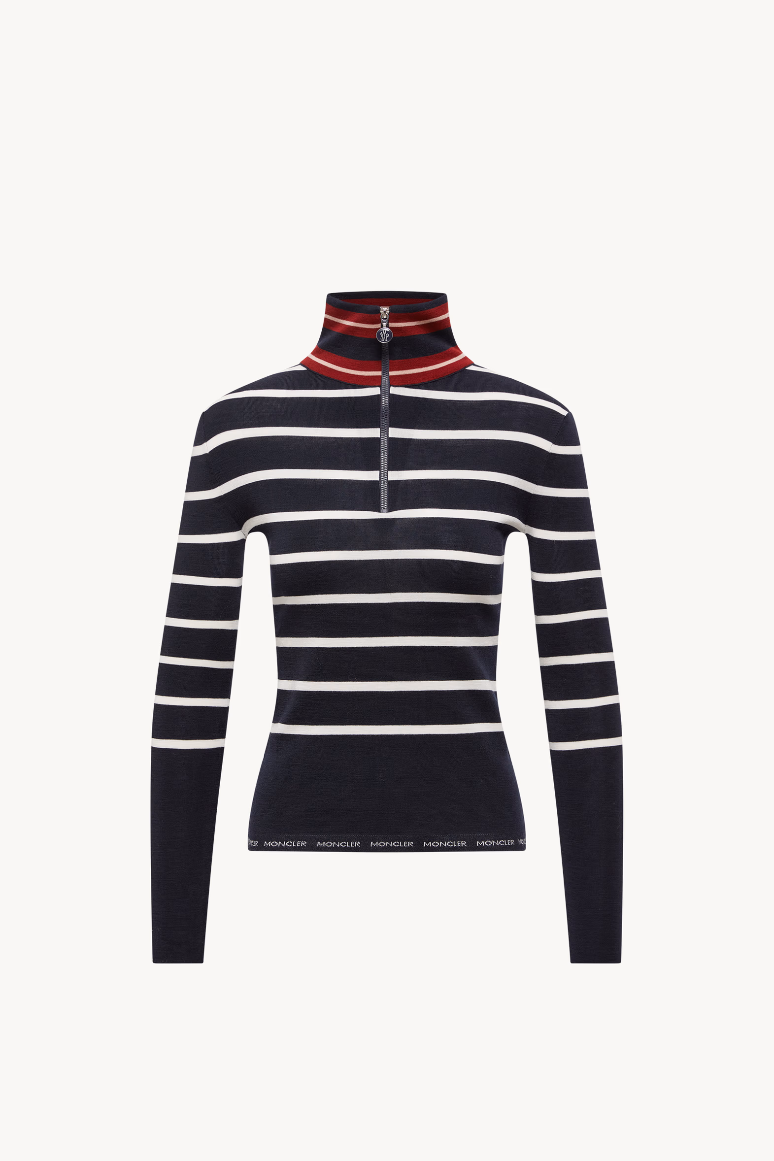Striped Wool Turtleneck Sweater Women Blue & White Moncler 2